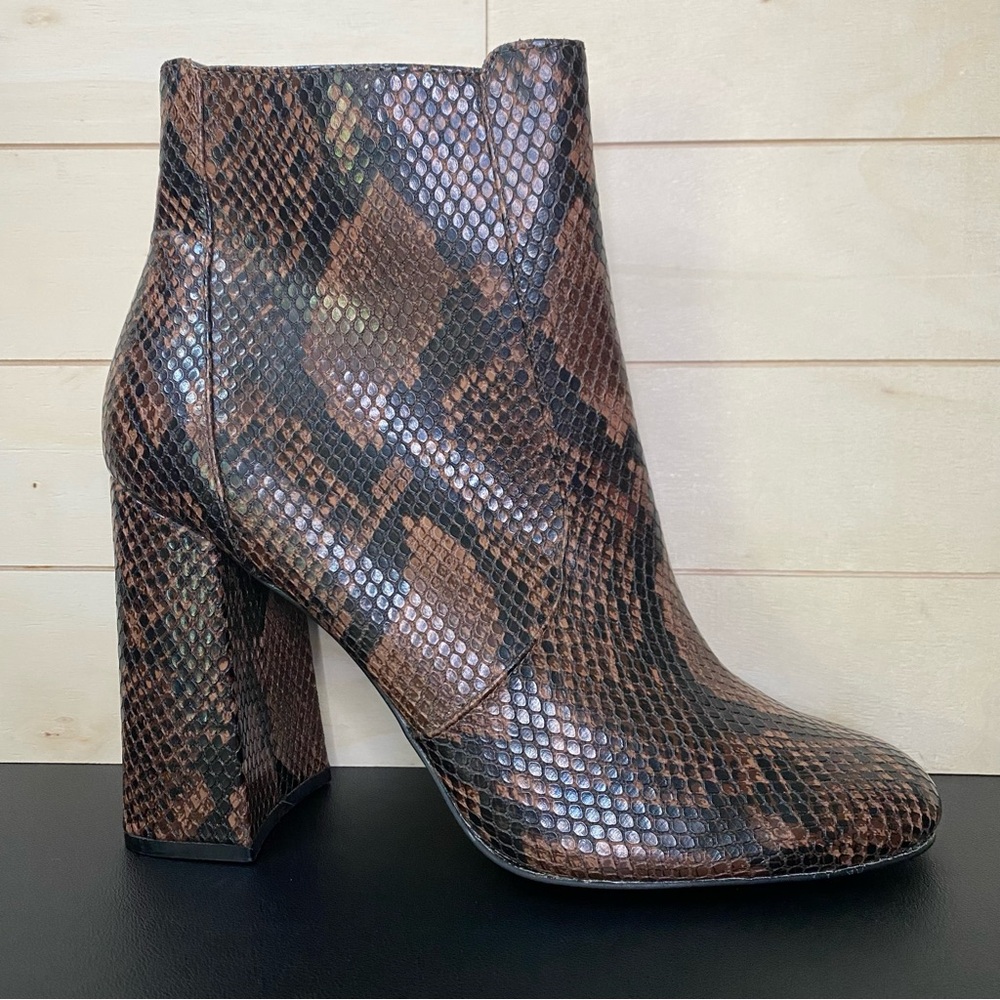 Steve Madden Brown Snake Print Heeled Boots